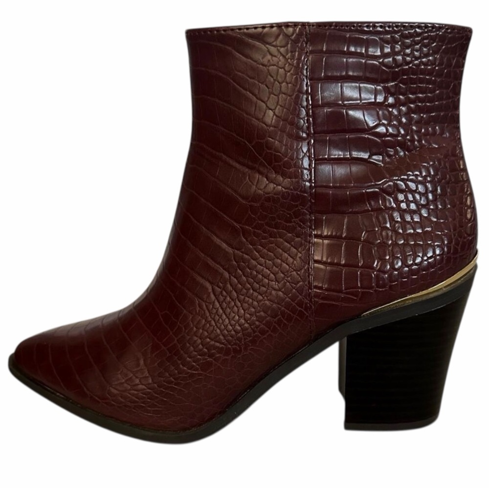 Liz Claiborne red brown croc print faux leather pointed toes 3.5” heels size 8.5 - Picture 6 of 13